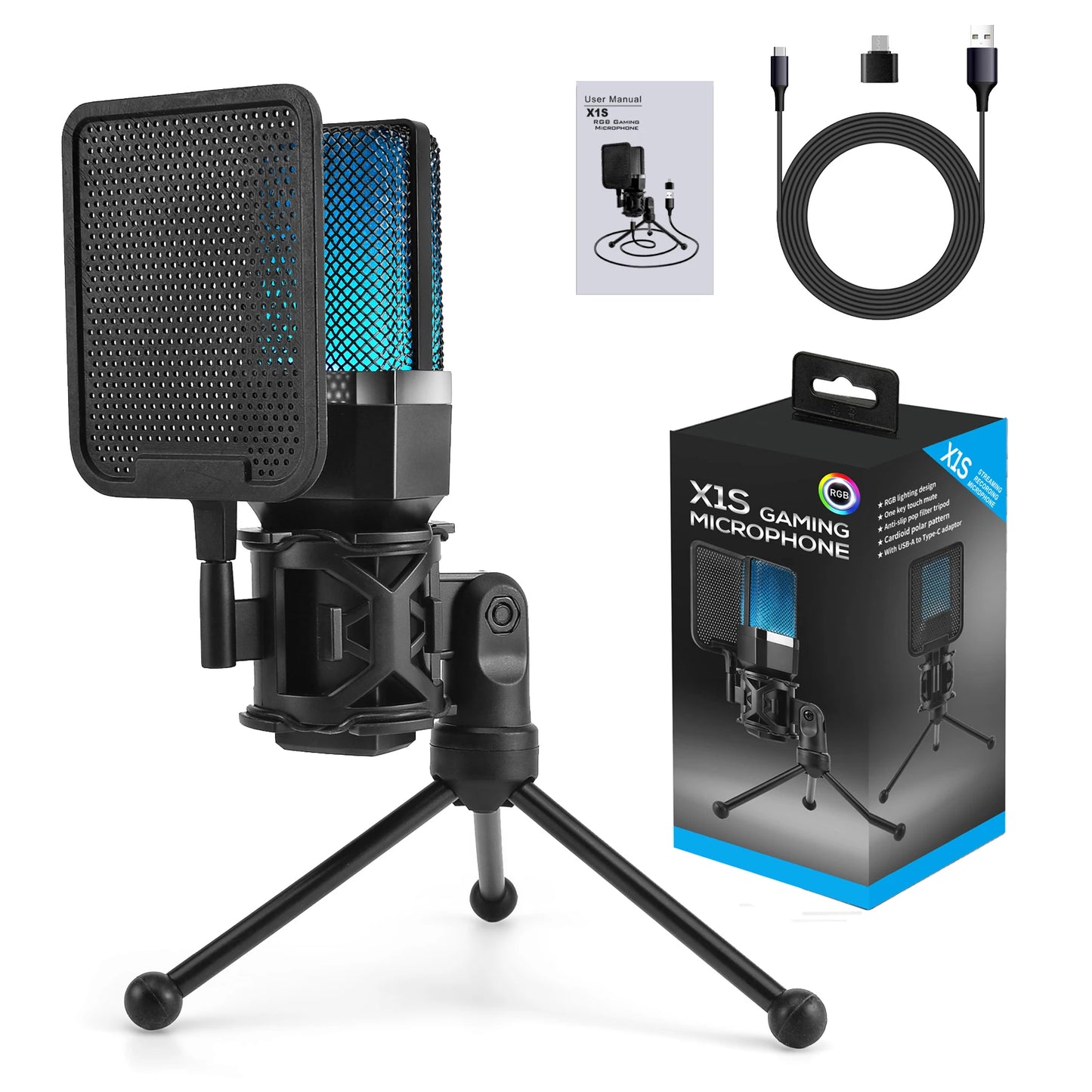 „AYEBEAU RGB Kondensator Mikrofon – USB, Studio & Gaming“