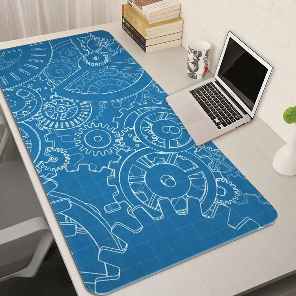 „Gaming XXL Mousepad – Mechanische Zeichnungen, HD-Druck, Rutschfest, Naturkautschuk, Großformat“