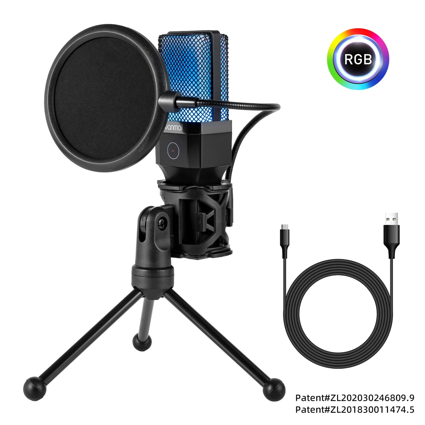 „AYEBEAU RGB Kondensator Mikrofon – USB, Studio & Gaming“