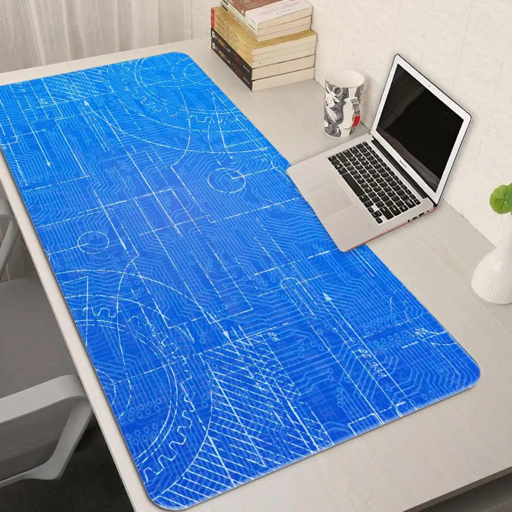 „Gaming XXL Mousepad – Mechanische Zeichnungen, HD-Druck, Rutschfest, Naturkautschuk, Großformat“