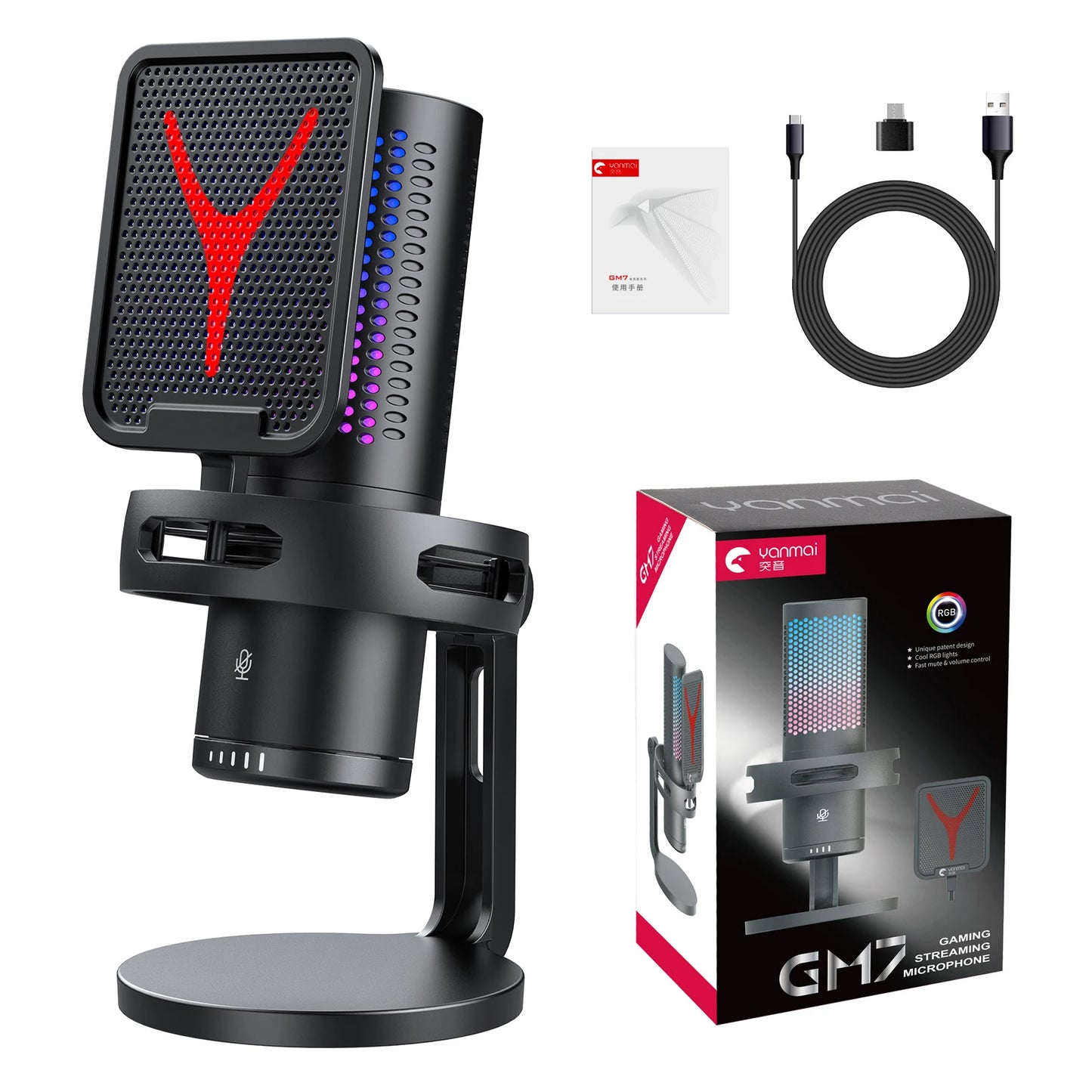 „AYEBEAU RGB Kondensator Mikrofon – USB, Studio & Gaming“