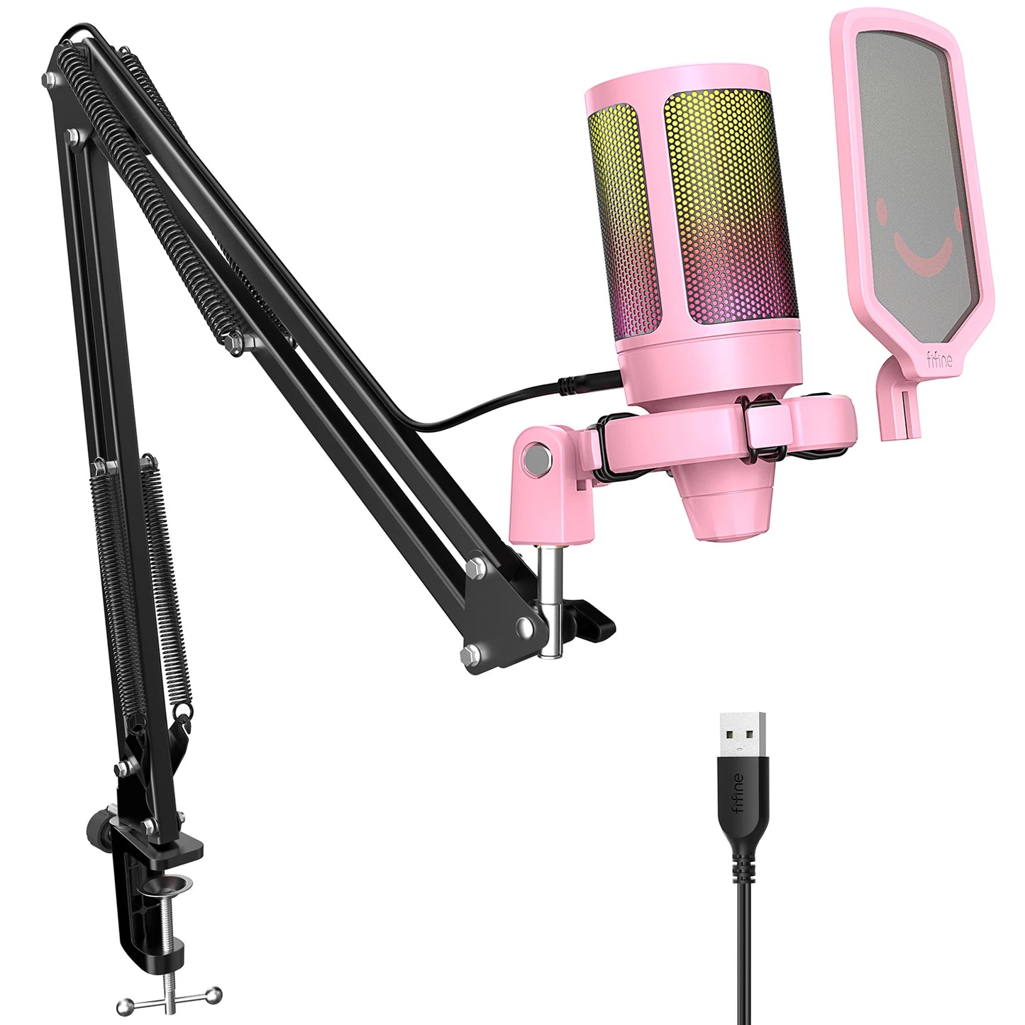 „FIFINE A6T Gaming Mikrofon – USB, RGB, Arm Stand, Mute-Touch“