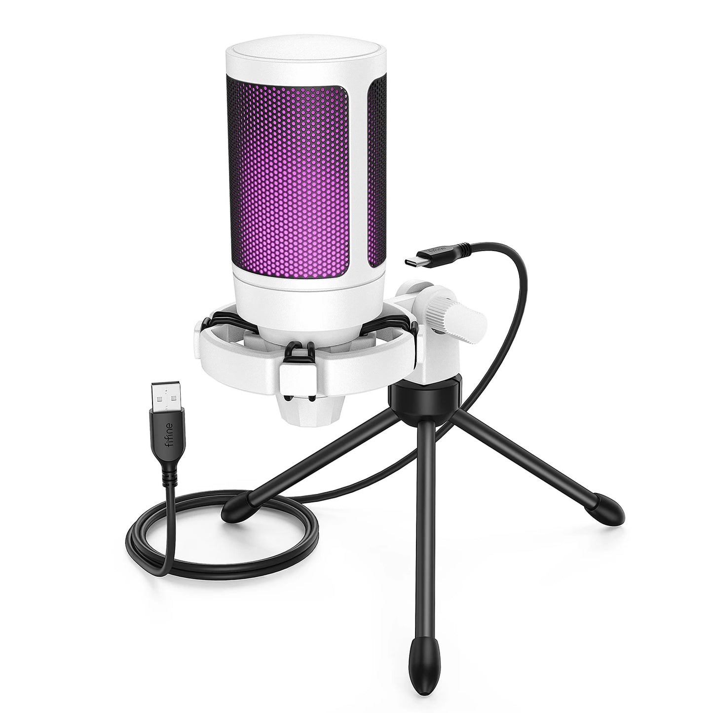 „AmpliGame A2 RGB Mikrofon – USB, Touch-Mute, Streaming“