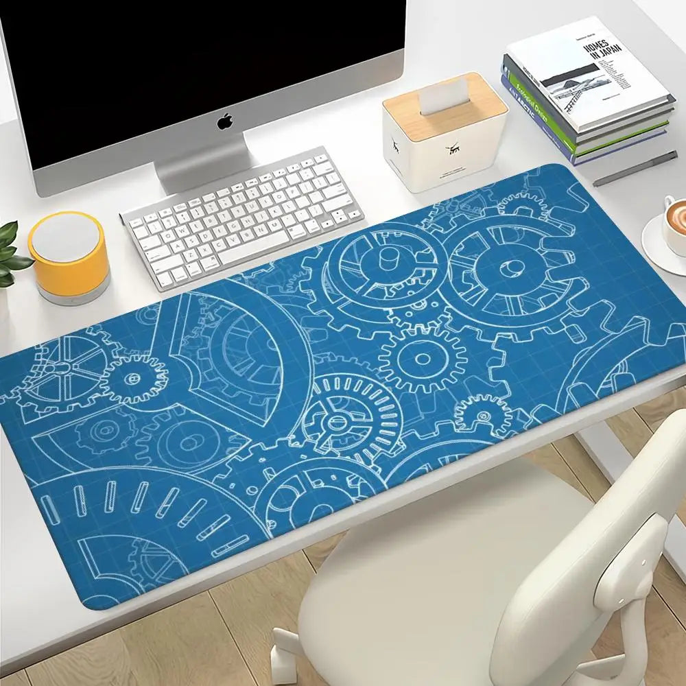 „Gaming XXL Mousepad – Mechanische Zeichnungen, HD-Druck, Rutschfest, Naturkautschuk, Großformat“