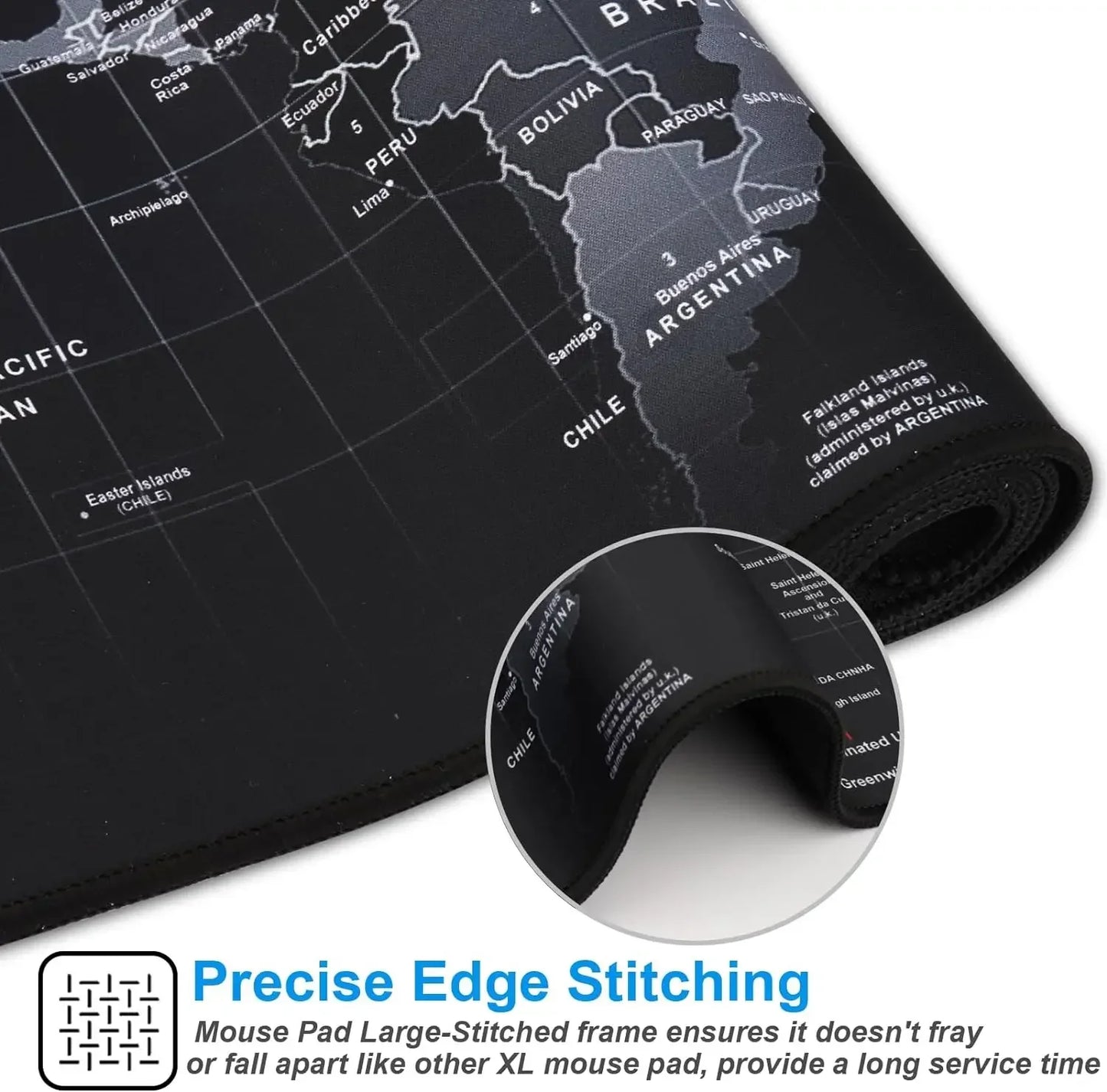 „Großes Weltkarten-Mousepad – Rutschfest, Schreibtischunterlage für Gamer, Büro & Homeoffice“