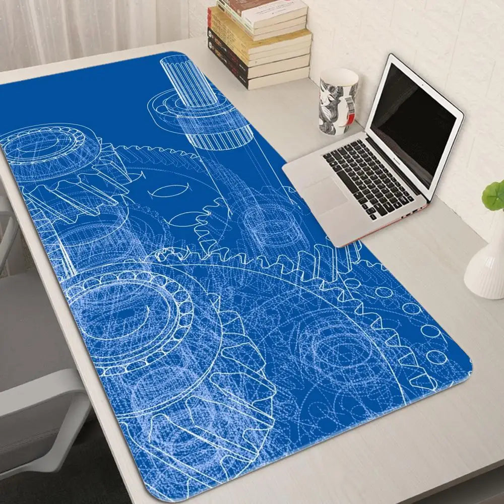 „Gaming XXL Mousepad – Mechanische Zeichnungen, HD-Druck, Rutschfest, Naturkautschuk, Großformat“