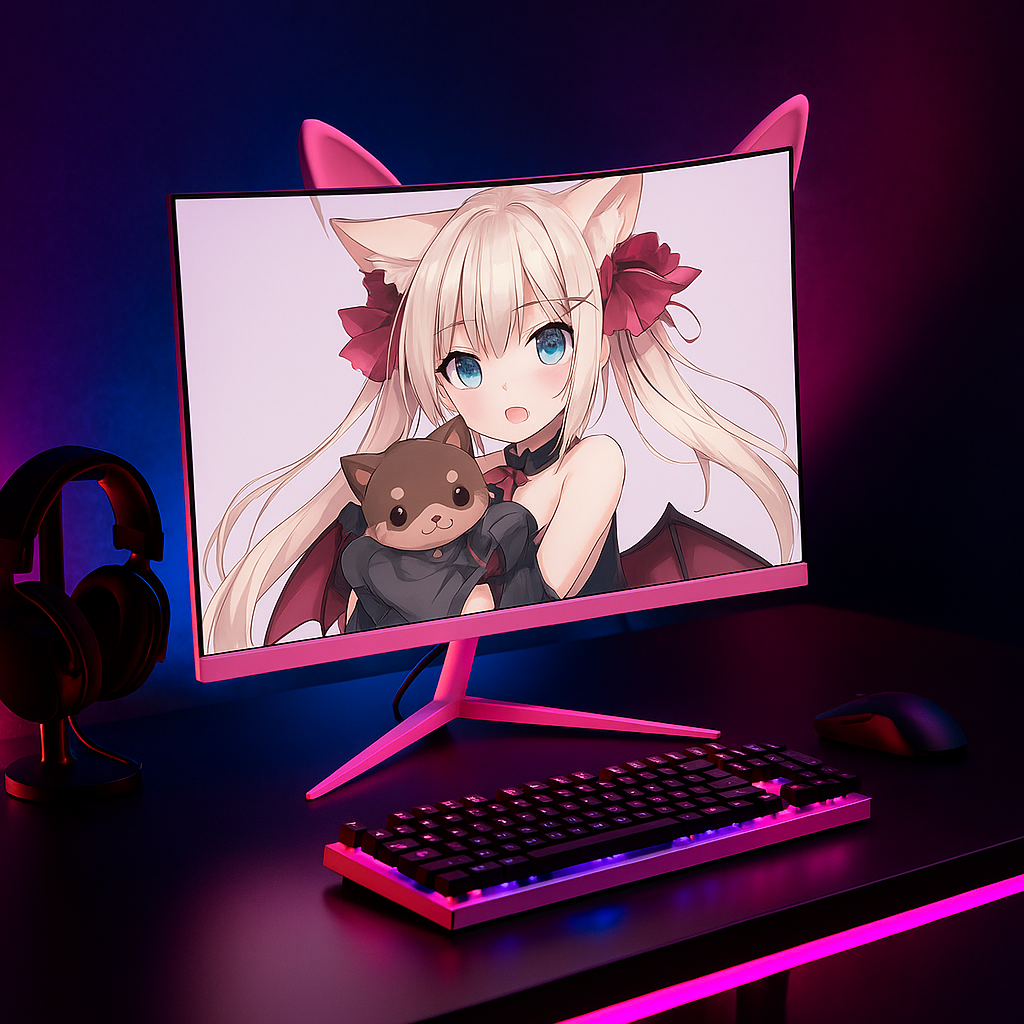 „FYHXele Pink Gaming Monitor – 27 Zoll, 2K, 165Hz, Curved, HDR10“