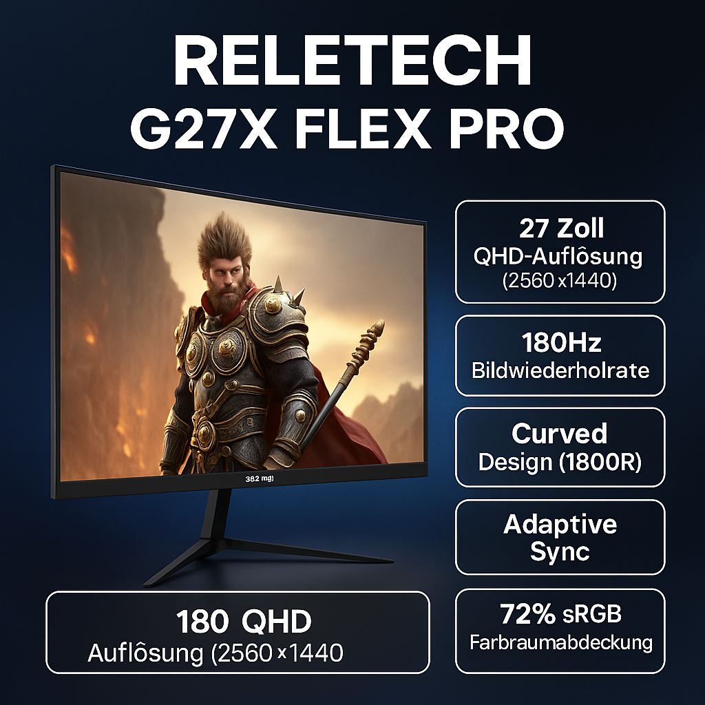 „Reletech G27X Flex Pro – 27 Zoll, 2K, 180Hz, Curved Gaming Monitor“