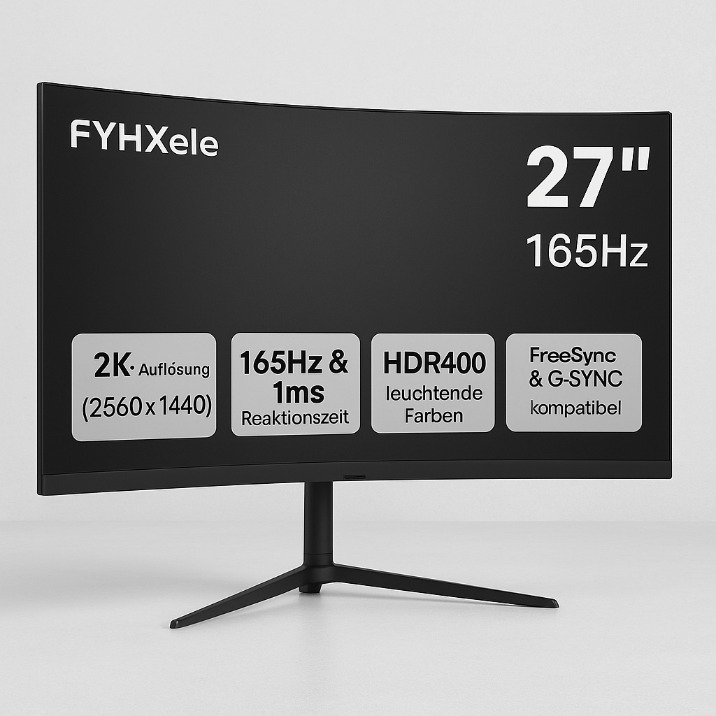 „FYHXele FY27FHC Curved Gaming Monitor – 27 Zoll, 2K, 165Hz“