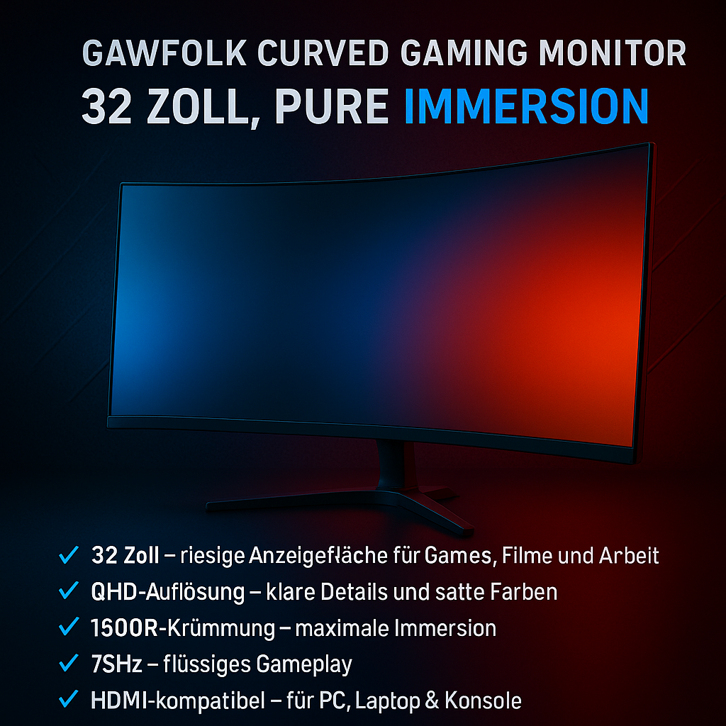 „Gawfolk 32'' Curved Monitor – 1500R, QHD, 75Hz“