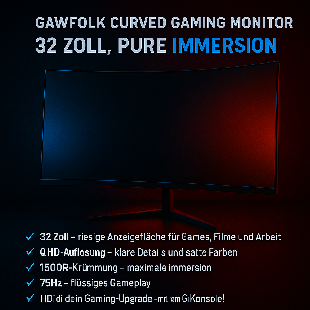 „Gawfolk 32'' Curved Monitor – 1500R, QHD, 75Hz“
