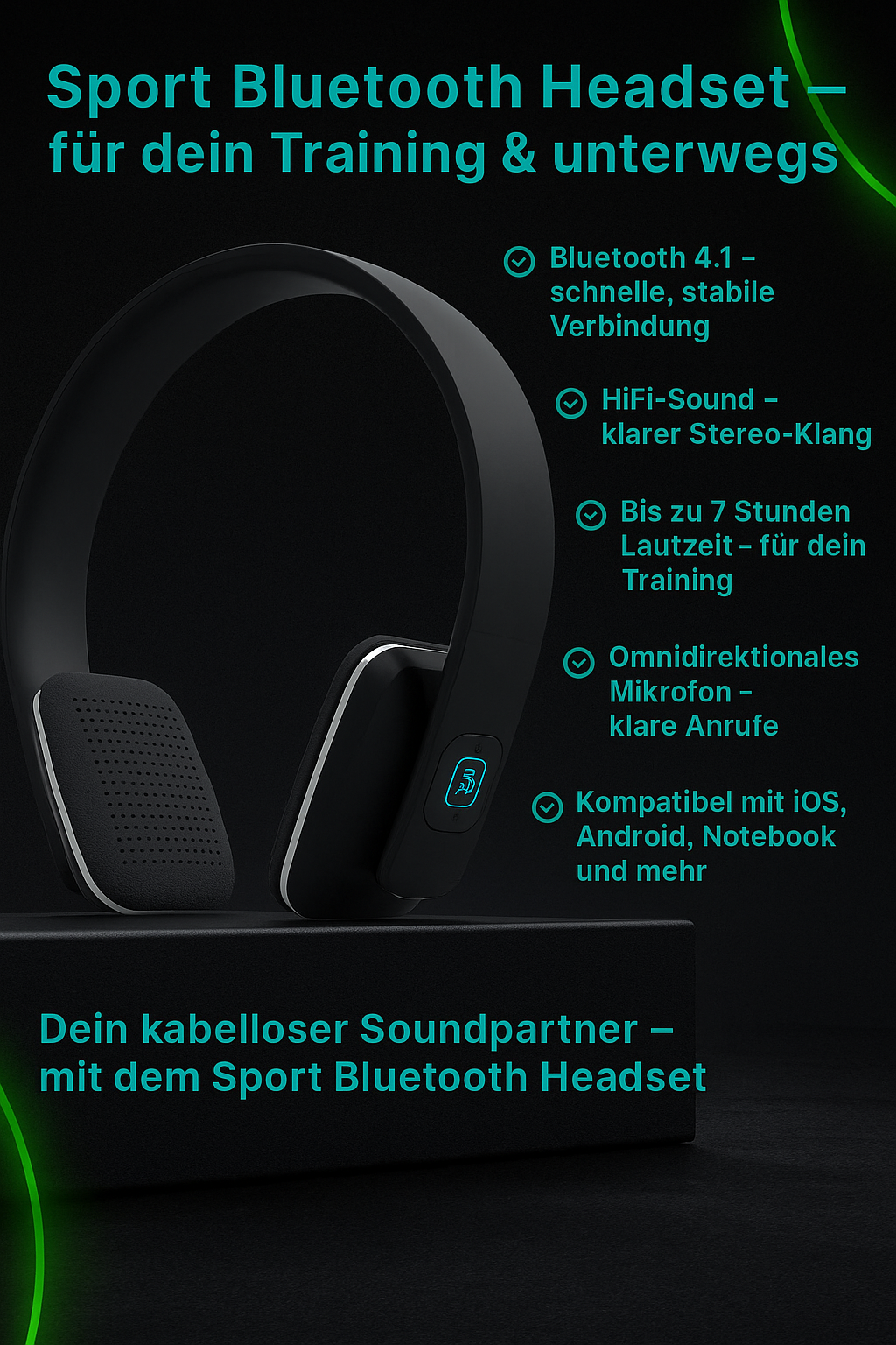 „Bluetooth Sport Headset – kabellos, Stereo, 4.1“