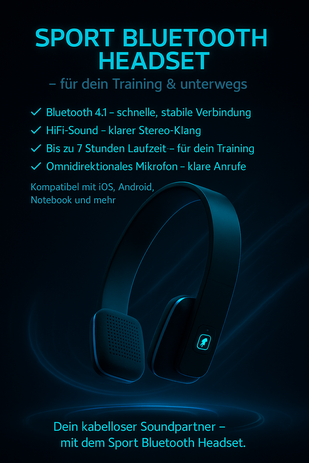 „Bluetooth Sport Headset – kabellos, Stereo, 4.1“