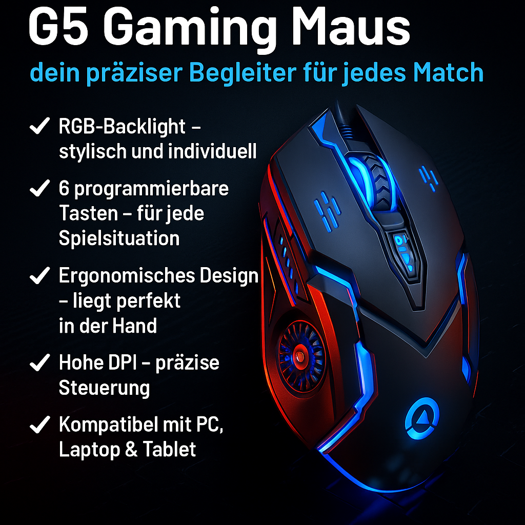 „G5 Wired Gaming Mouse – RGB, 6 Tasten, Makros“