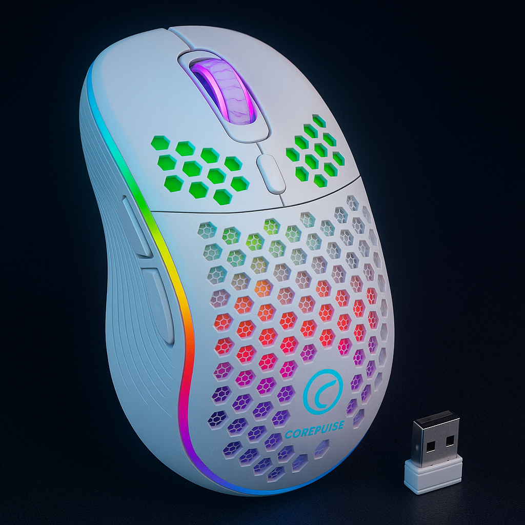 „RGB Wireless Gaming Maus – Honeycomb-Design, 1600 DPI“