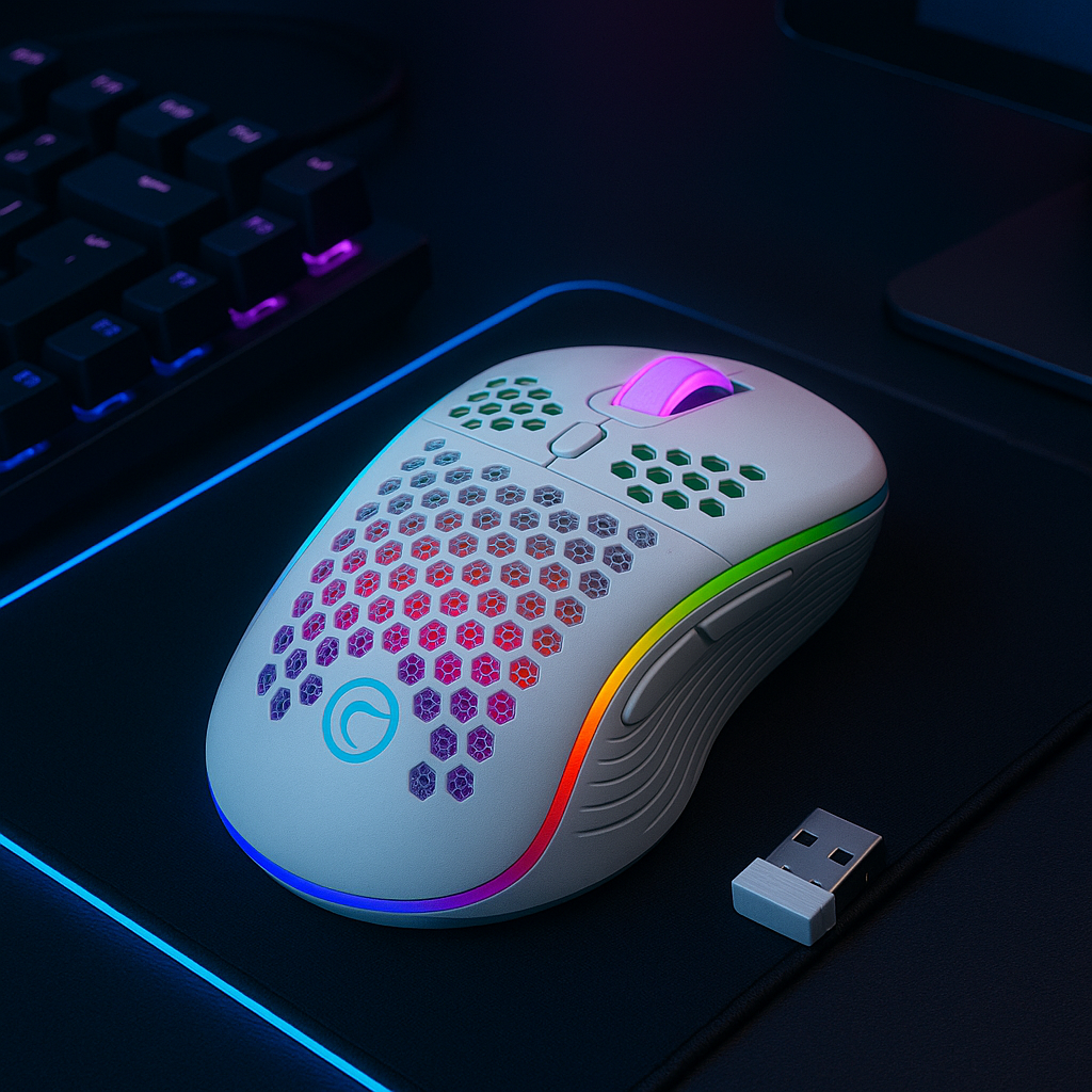 „RGB Wireless Gaming Maus – Honeycomb-Design, 1600 DPI“