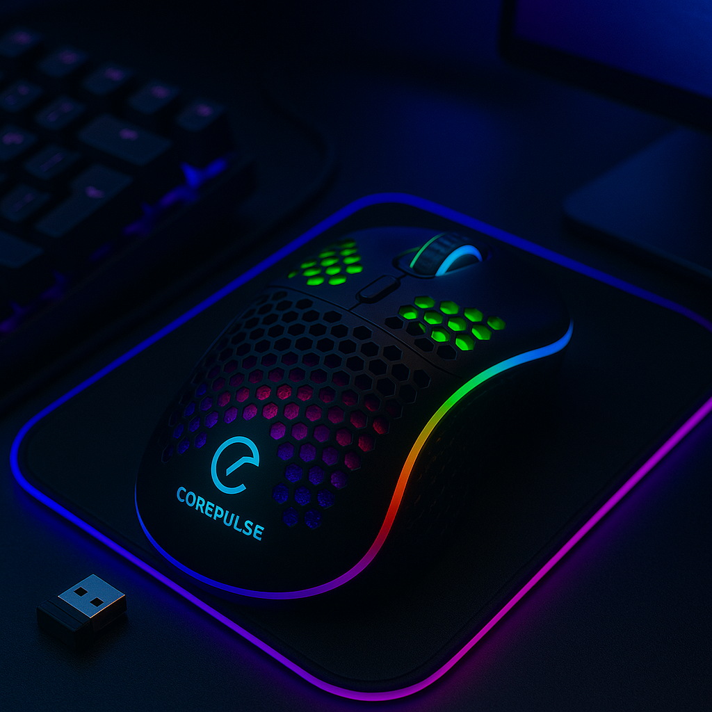„RGB Wireless Gaming Maus – Honeycomb-Design, 1600 DPI“