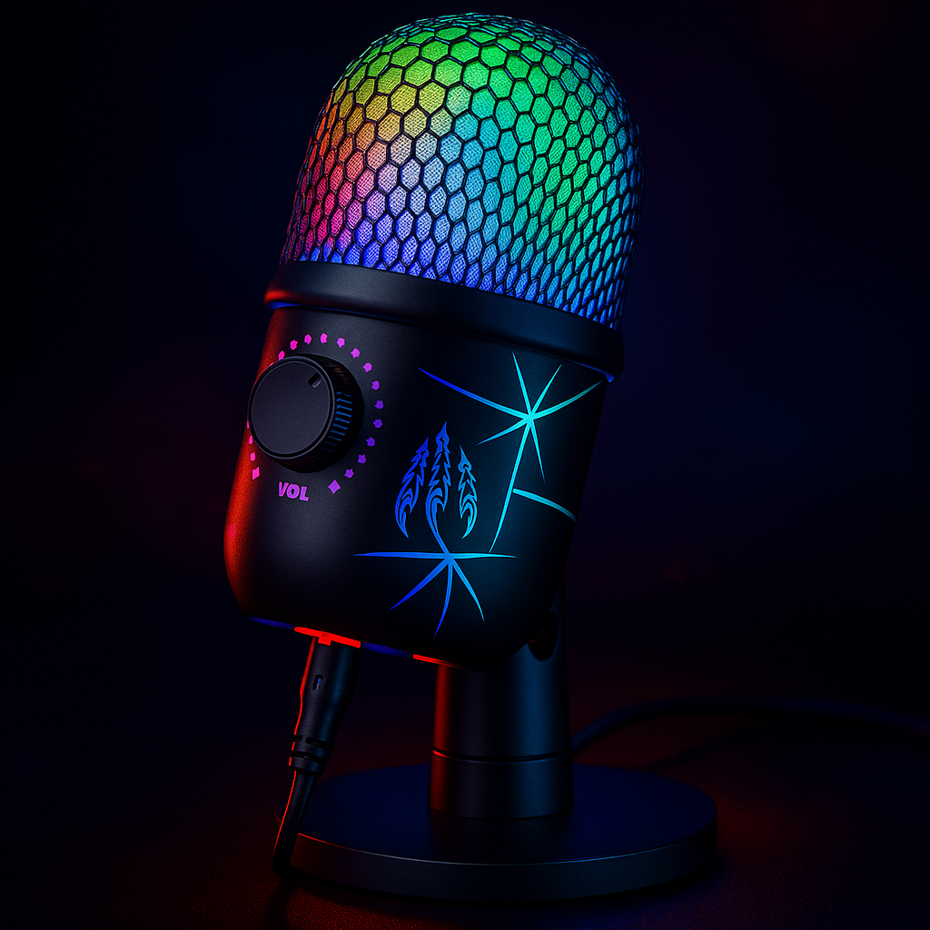 „Basix V5 RGB USB Mikrofon – Noise Cancelling, Monitoring, Gaming“
