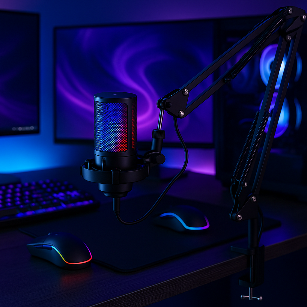 „TAVOSOP RGB Gaming Mikrofon – USB, Kondensator, Streaming“