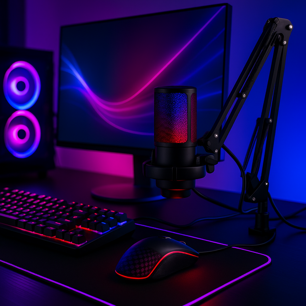 „TAVOSOP RGB Gaming Mikrofon – USB, Kondensator, Streaming“