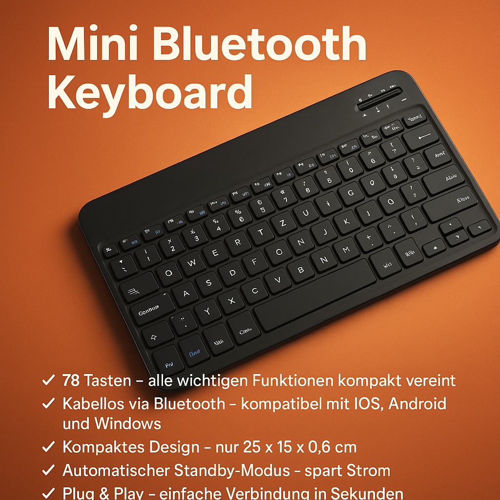 „Mini Bluetooth Keyboard – 78 Tasten, kompakt & kabellos“