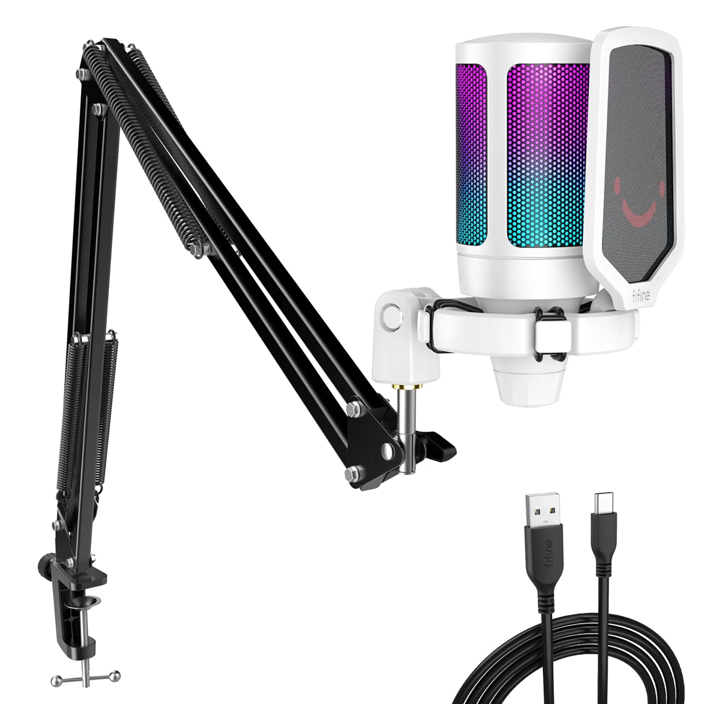„FIFINE A6T Gaming Mikrofon – USB, RGB, Arm Stand, Mute-Touch“