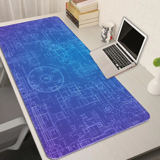„Gaming XXL Mousepad – Mechanische Zeichnungen, HD-Druck, Rutschfest, Naturkautschuk, Großformat“