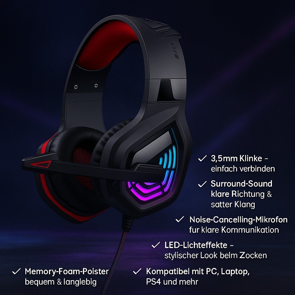 G7 Gaming Headset – Surround-Sound & LED-Look für dein Setup