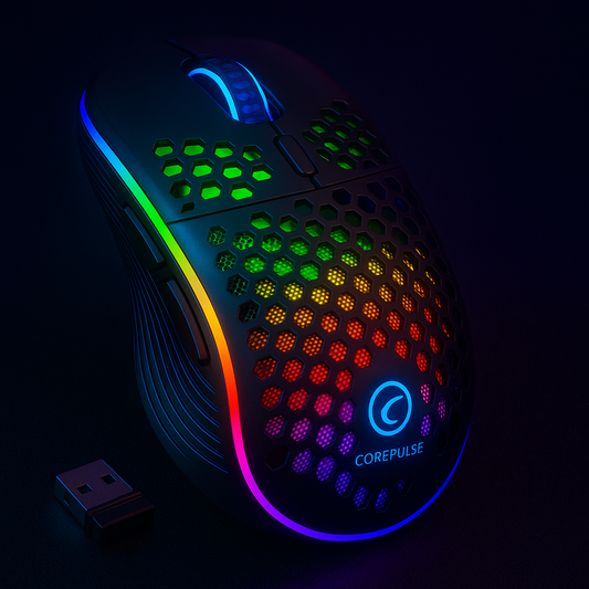 „RGB Wireless Gaming Maus – Honeycomb-Design, 1600 DPI“