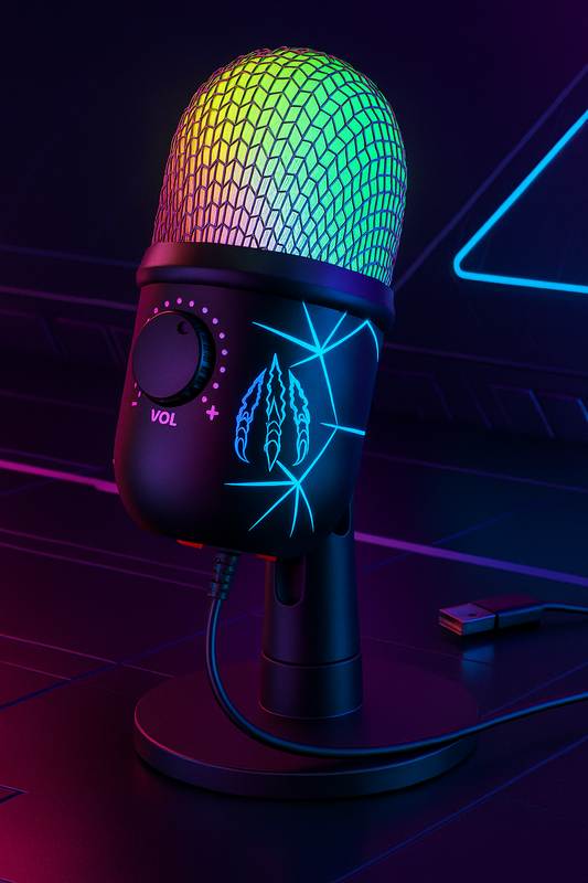 „Basix V5 RGB USB Mikrofon – Noise Cancelling, Monitoring, Gaming“