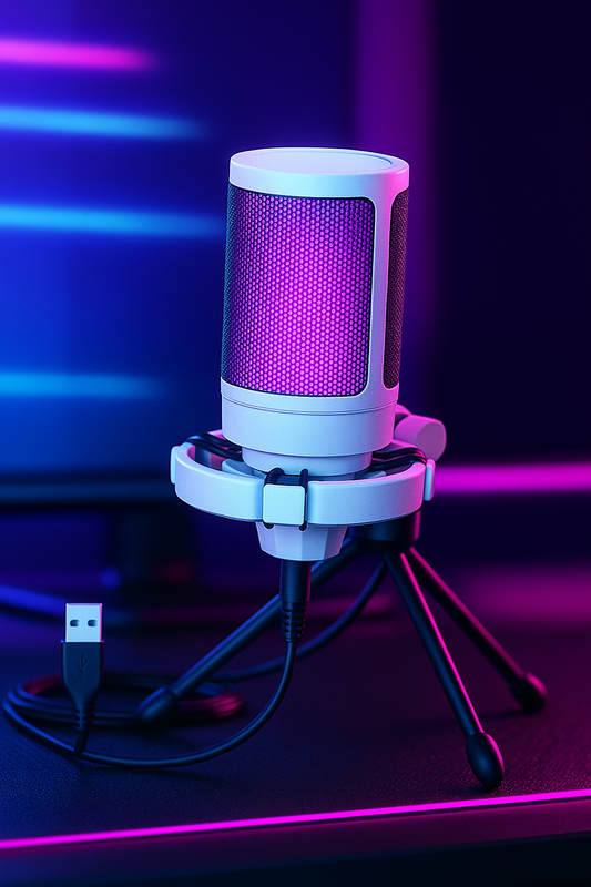 „AmpliGame A2 RGB Mikrofon – USB, Touch-Mute, Streaming“